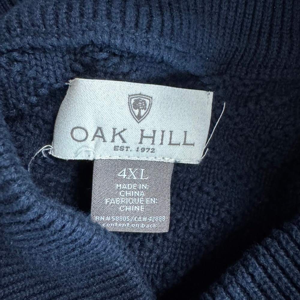 Oak Hill Shawl Collar Textured Knit Sweater Navy Blue 4XL Pullover Thick Button - Picture 3 of 6